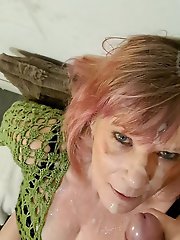 Two big faces covered with a lot of cum