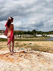 Red Shawl on White sand