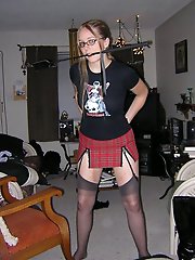 A collection of images showcasing a married person who is also a sissy, indulging in sexual activities while their partner watches